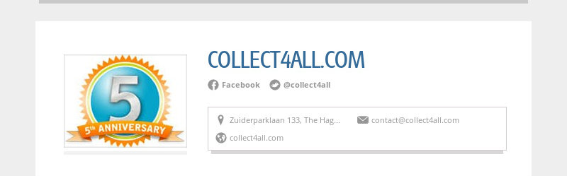 COLLECT4ALL.COM  Facebook @collect4all  Zuiderparklaan 133, The Hague, The Netherlands...
