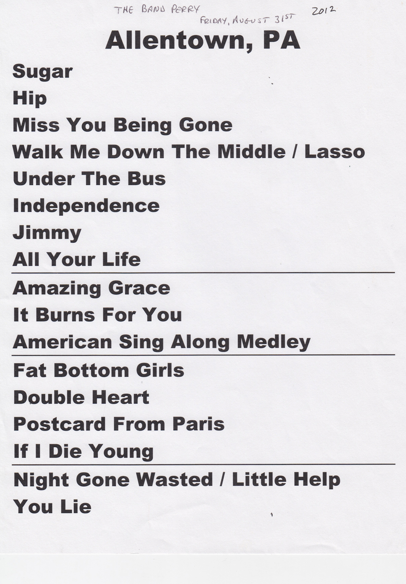 The Band Perry S Concert Tour History Concert Archives
