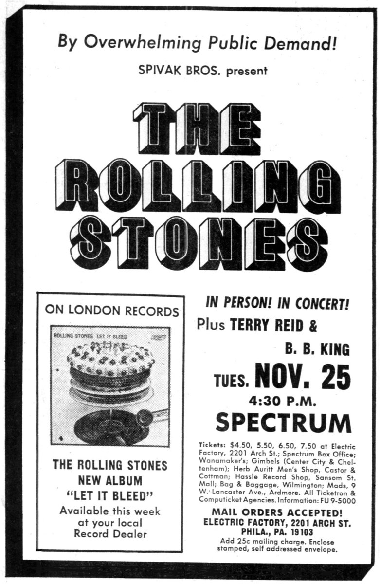 Nov 25, 1969 The Rolling Stones / Terry Reid / B.B. King at The