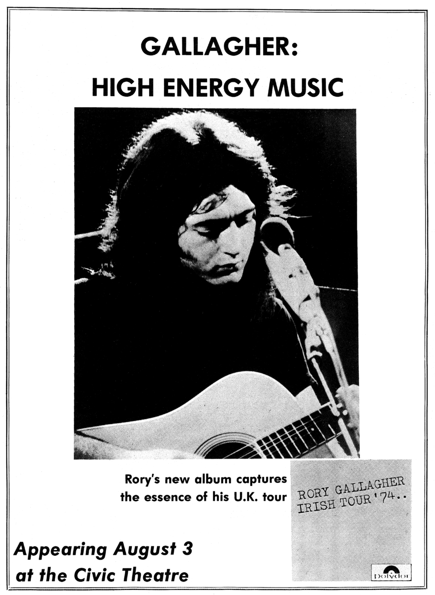 Rush Rory Gallagher Rory Gallagher's Concert & Tour History | Concert Archives