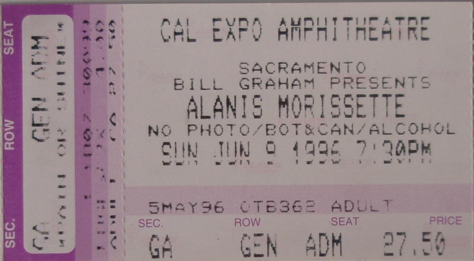 06 09 1996 Alanis Morissette At Cal Expo Amphitheatre Sacramento California United States Concert Archives