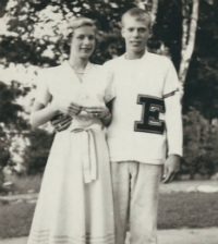 Thomas Payette and his future wife, Virginia, as students at EGR High School when it was located in what today is Wealthy Elementary, circa 1951 (photo courtesy EGRPS)