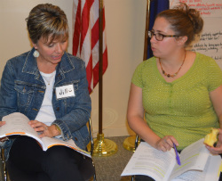 Cedar Trails teachers Jill Matthews and Michelle Conley discuss logical consequences for students’ behavior