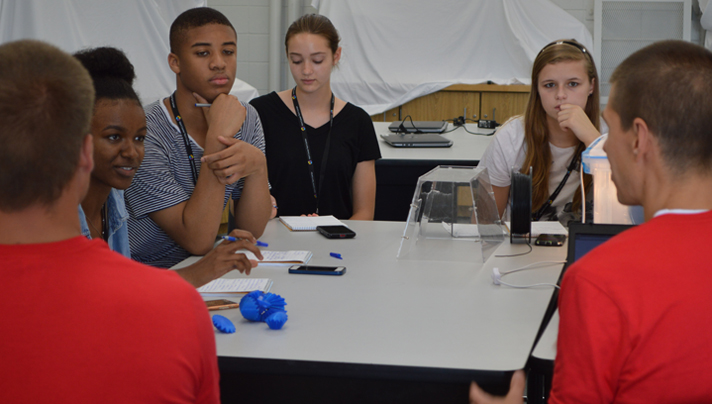 Student reporters pick the Design Lab instructor's brains