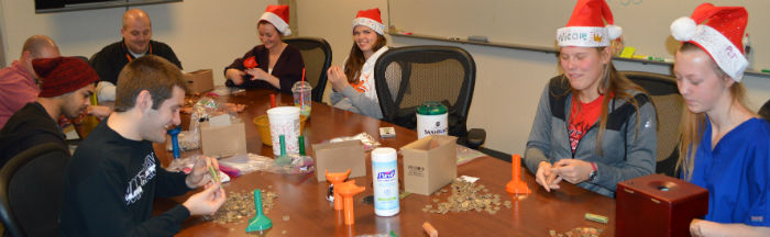 Students and staff got to work counting collected change