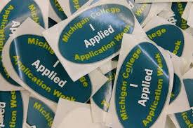 Students wore “I Applied” stickers after applying to colleges