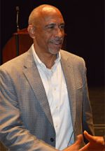 Pedro Noguera shakes hands with educators during the Diversity Kick-off Event