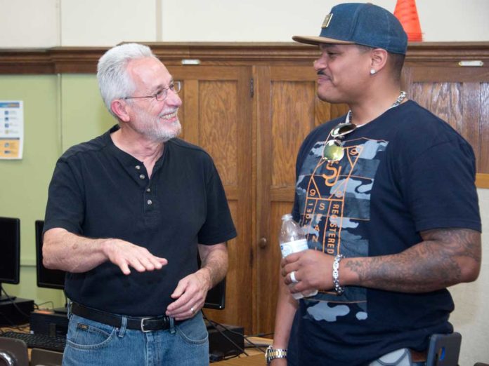 Mike Paskewicz enjoys catching up with his former student Carl Harwood, who told him, ‘I thought you’d be taller!’