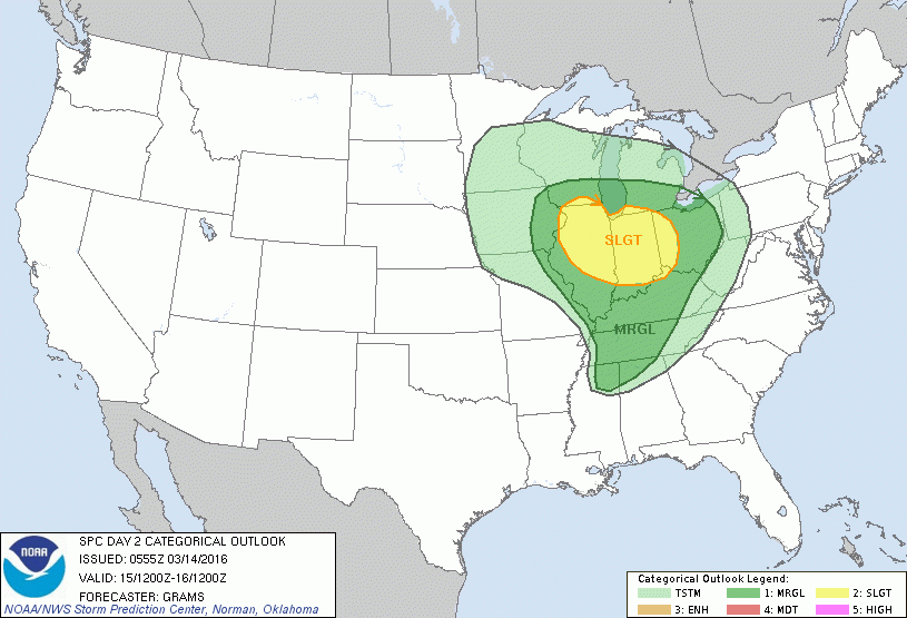 This is an example of a severe weather outlook. (Not a current outlook.)