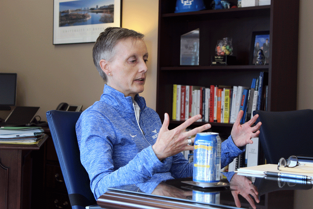 <p>Laura Hubbard, UB's Vice President for Finance and Administration, discusses how finances operate at the university.</p>