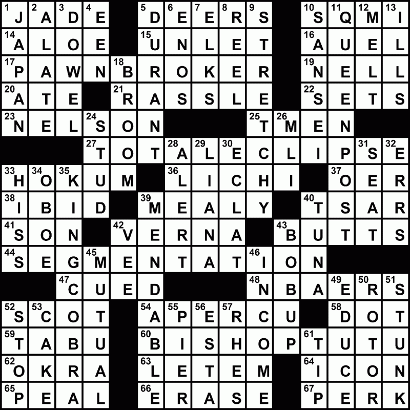 11/20/2009 - Crossword Solution