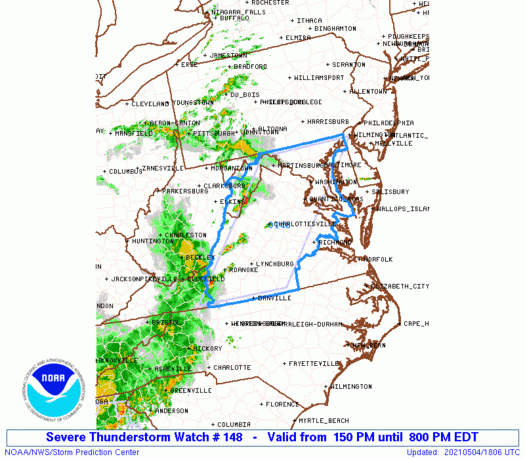 SPC placed Charlottesville and much of Virginia under a “slight” threat of severe weather, a two out of five on their severe thunderstorm risk categories. 