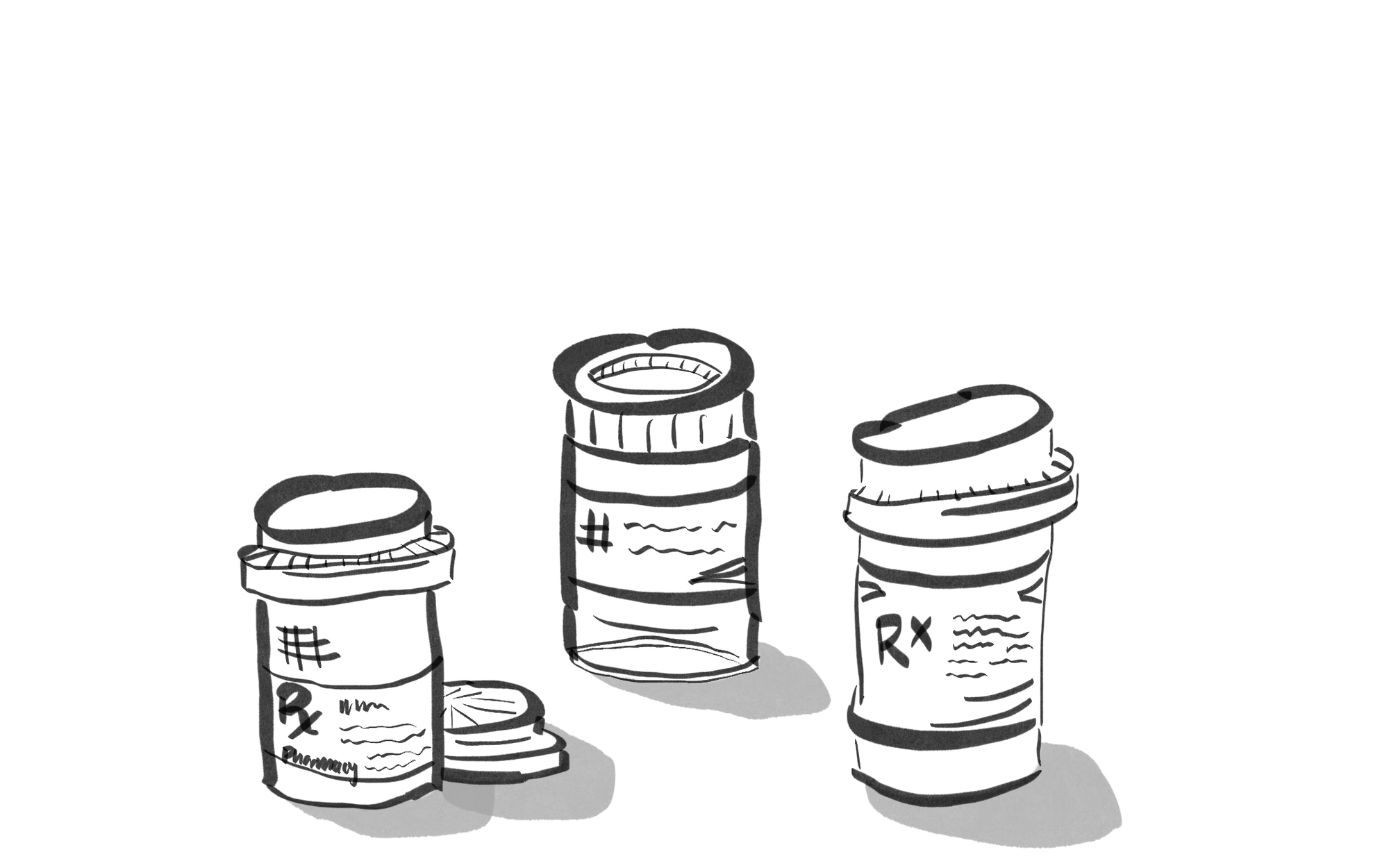 An illustration of 3 prescription bottles