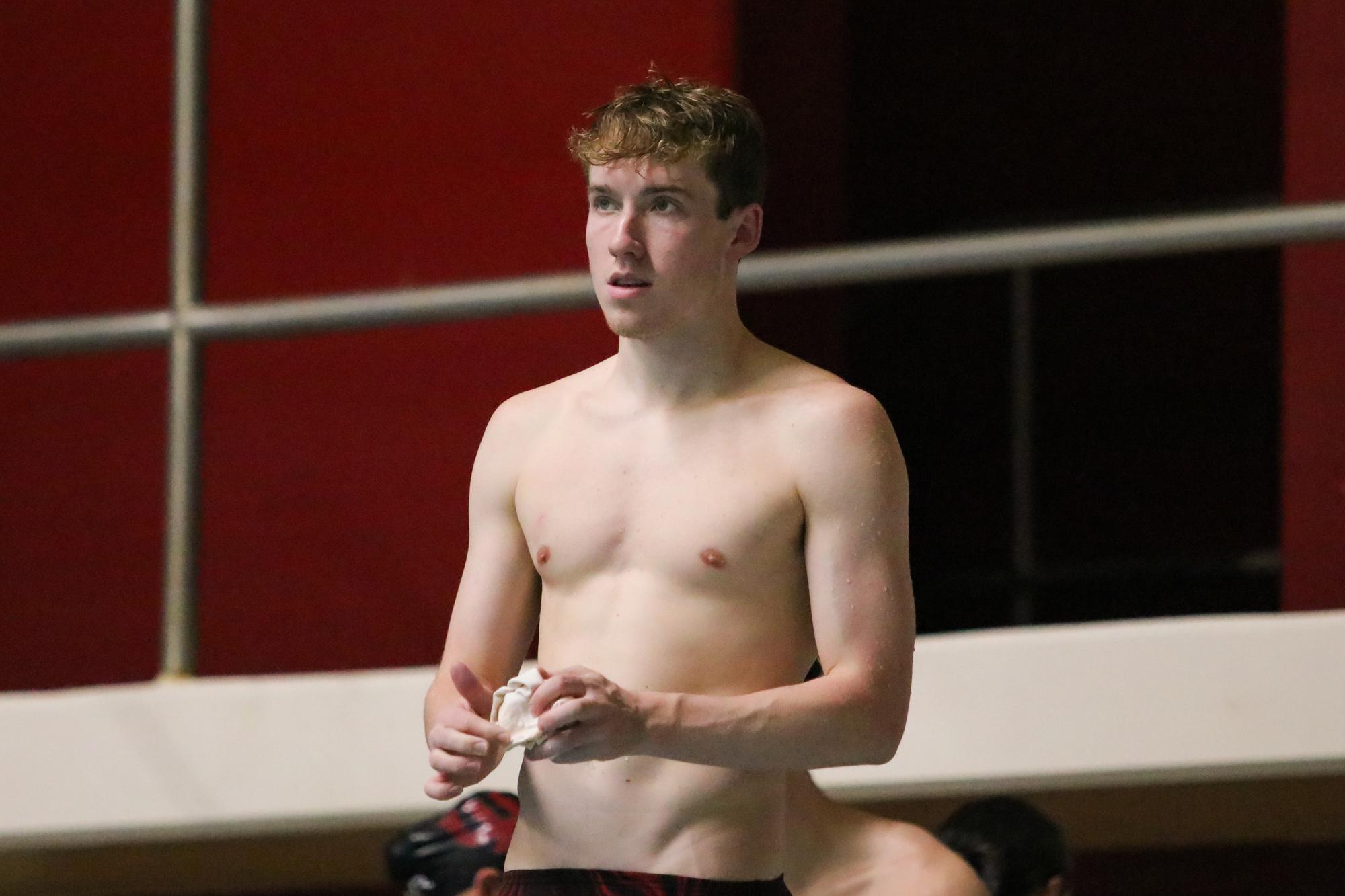 A diver looks intently