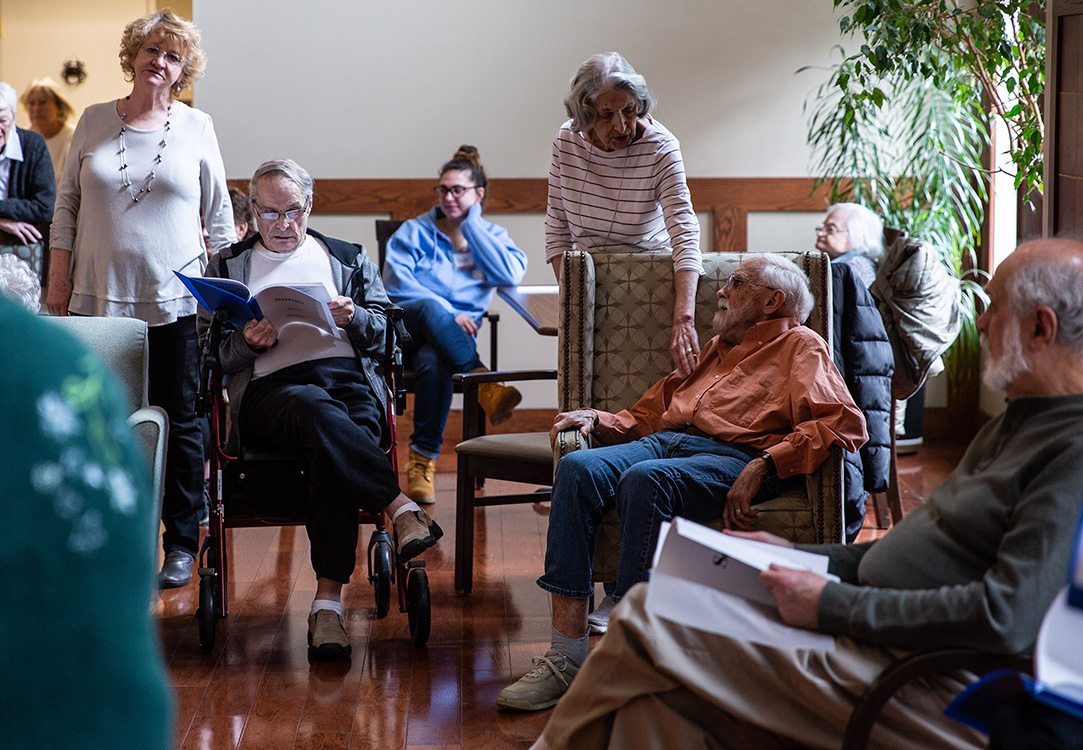 Fran touches Jim's arm.