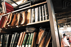 The majority of the damage from the fire on April 30 involved periodicals and journals similar to these seen during a tour May 12 of Zimmerman Library.