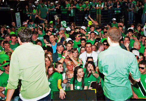 Timeflies performs at Brick Street Bar and Grille to an all-green crowd on Green Beer Day 2013. 