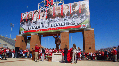 Miami will add another famous coach&#x27;s statue to the area behind Yager Stadium&#x27;s south end zone some time in the future