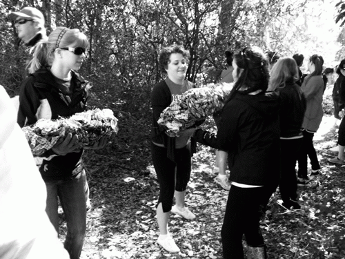 Students from last year’s Alternative Spring Break group participate in the clean up of a wooded area in Atlanta. This year, they will travel to Memphis.