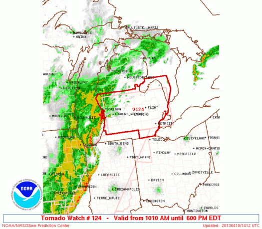 	<p>A tornado watch is in effect for much of lower Michigan, including <span class="caps">MSU</span>, until 6 p.m.</p>