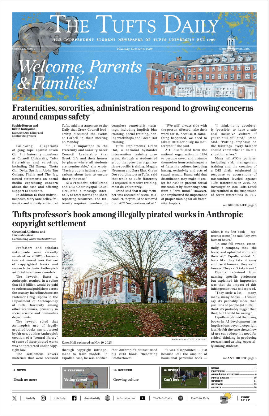 Tufts Daily front page