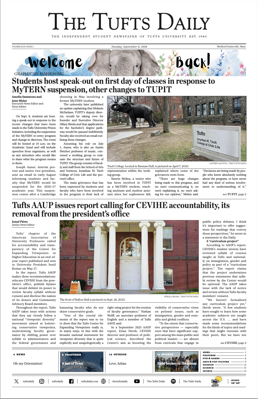 Tufts Daily front page