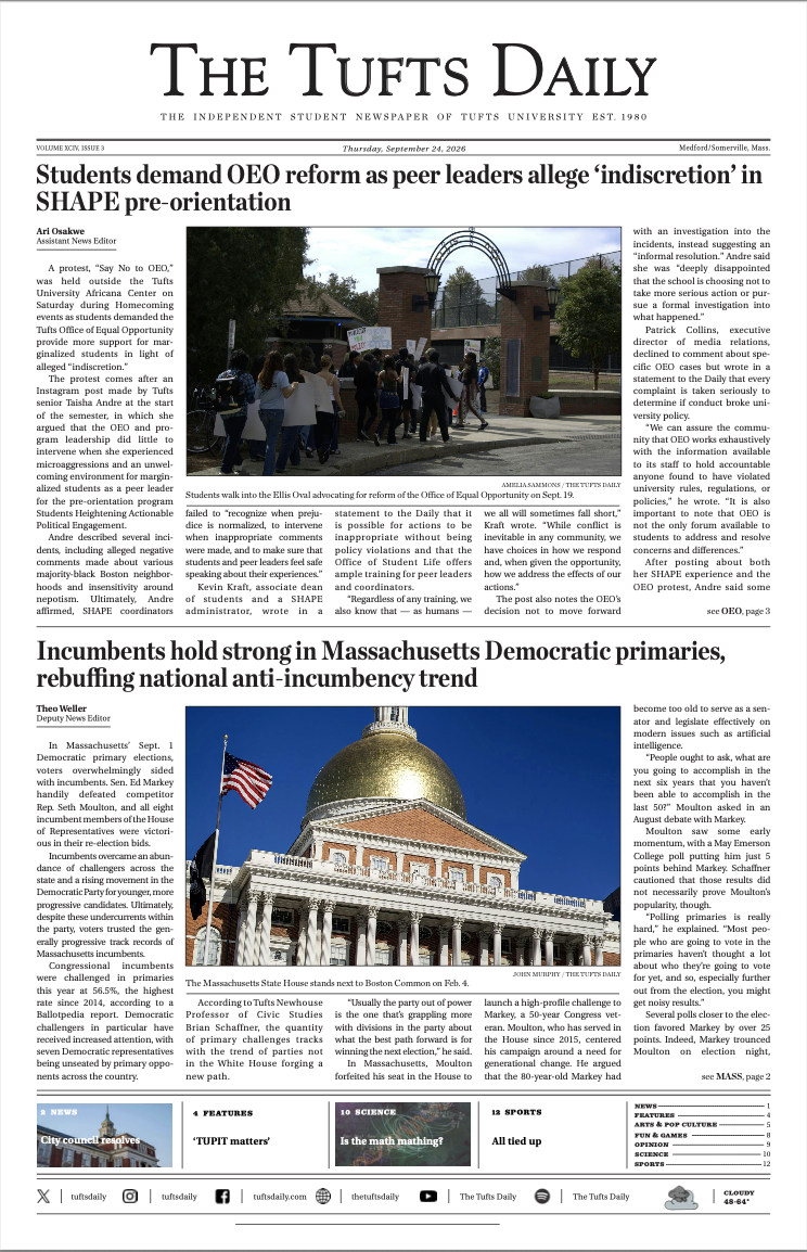 Tufts Daily front page