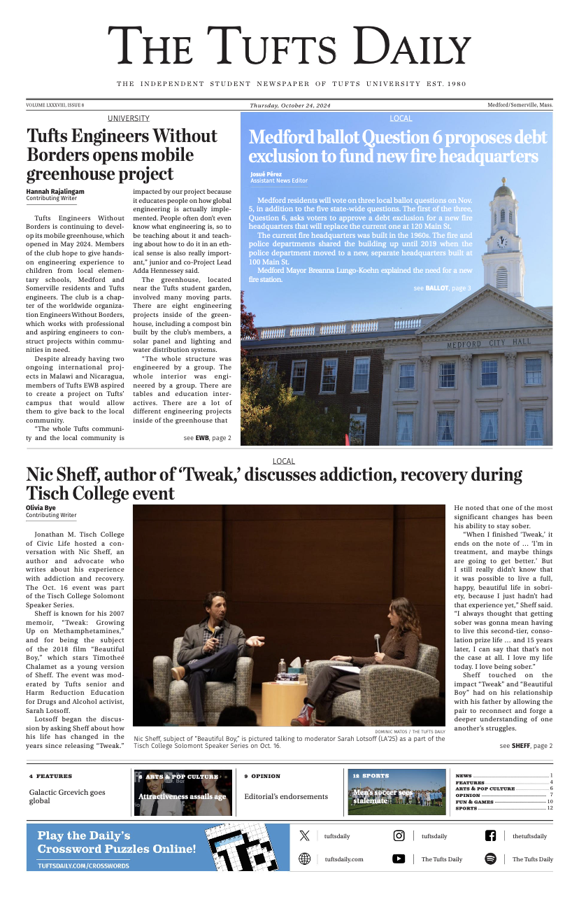 Tufts Daily front page