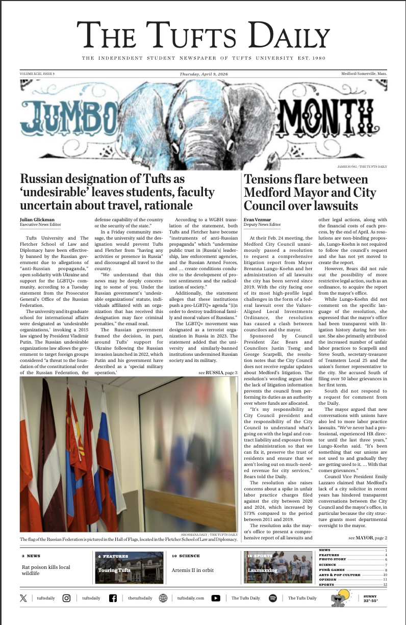 Tufts Daily front page