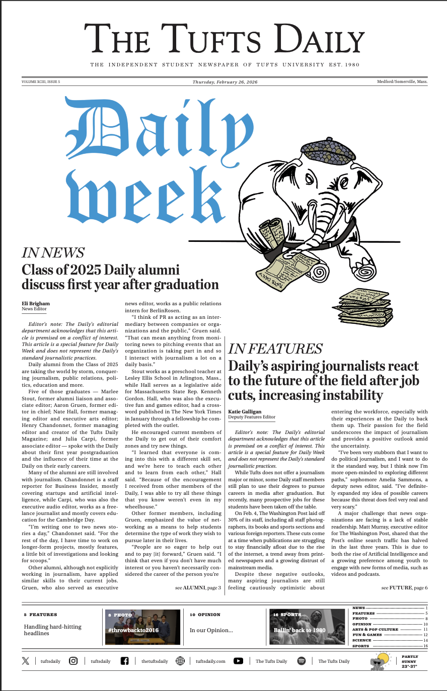Tufts Daily front page