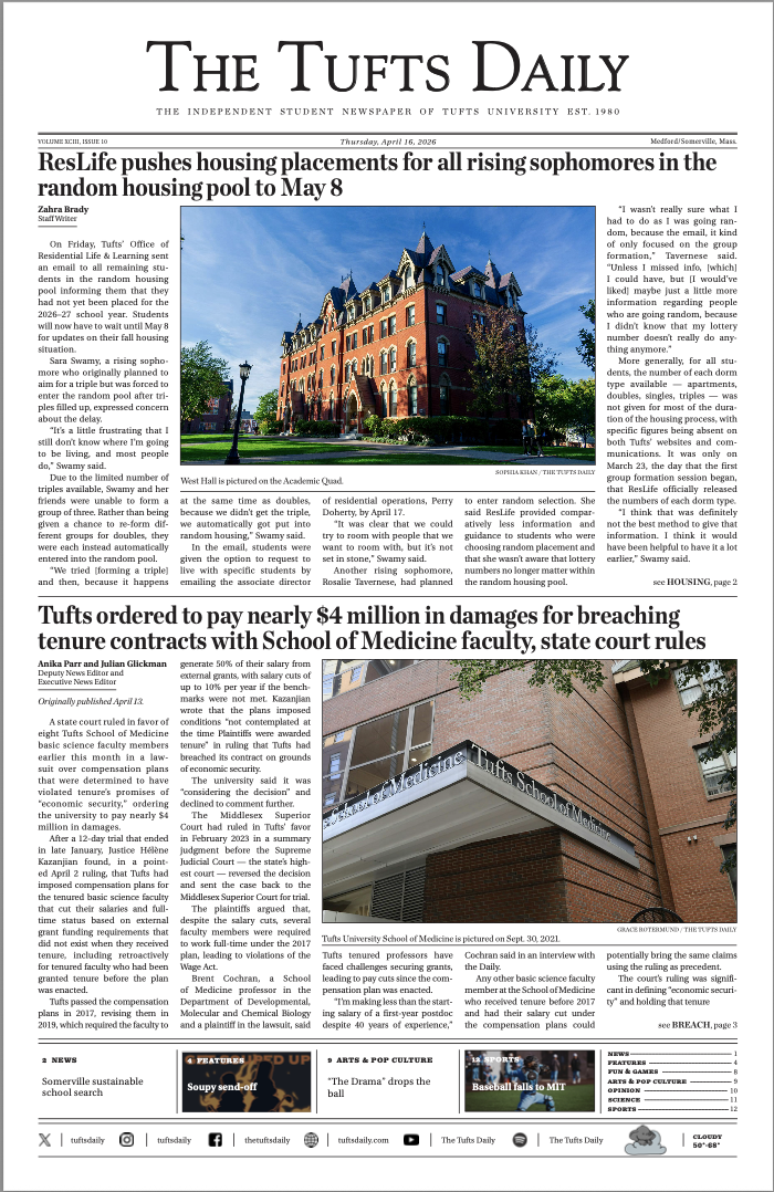 Tufts Daily front page