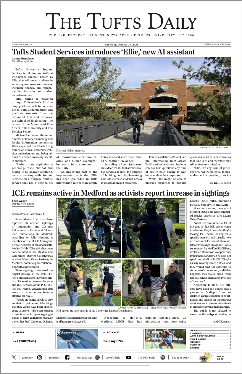 Tufts Daily front page
