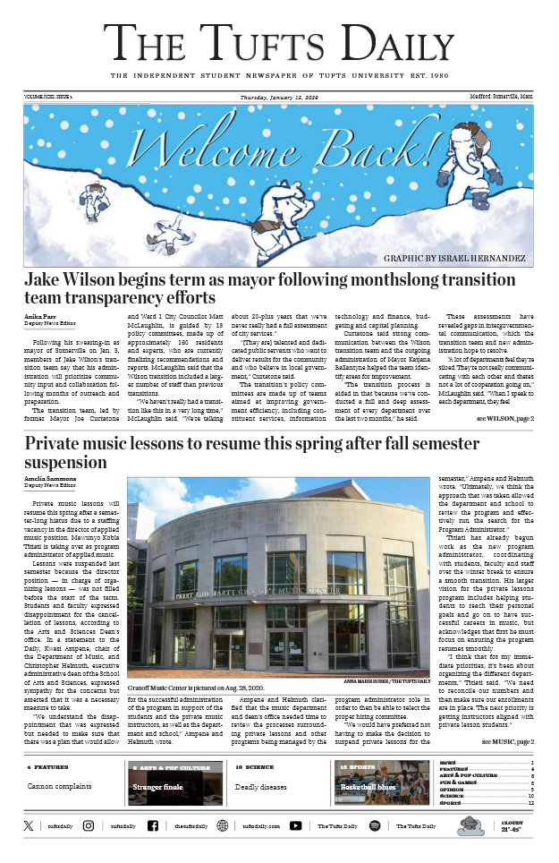 Tufts Daily front page
