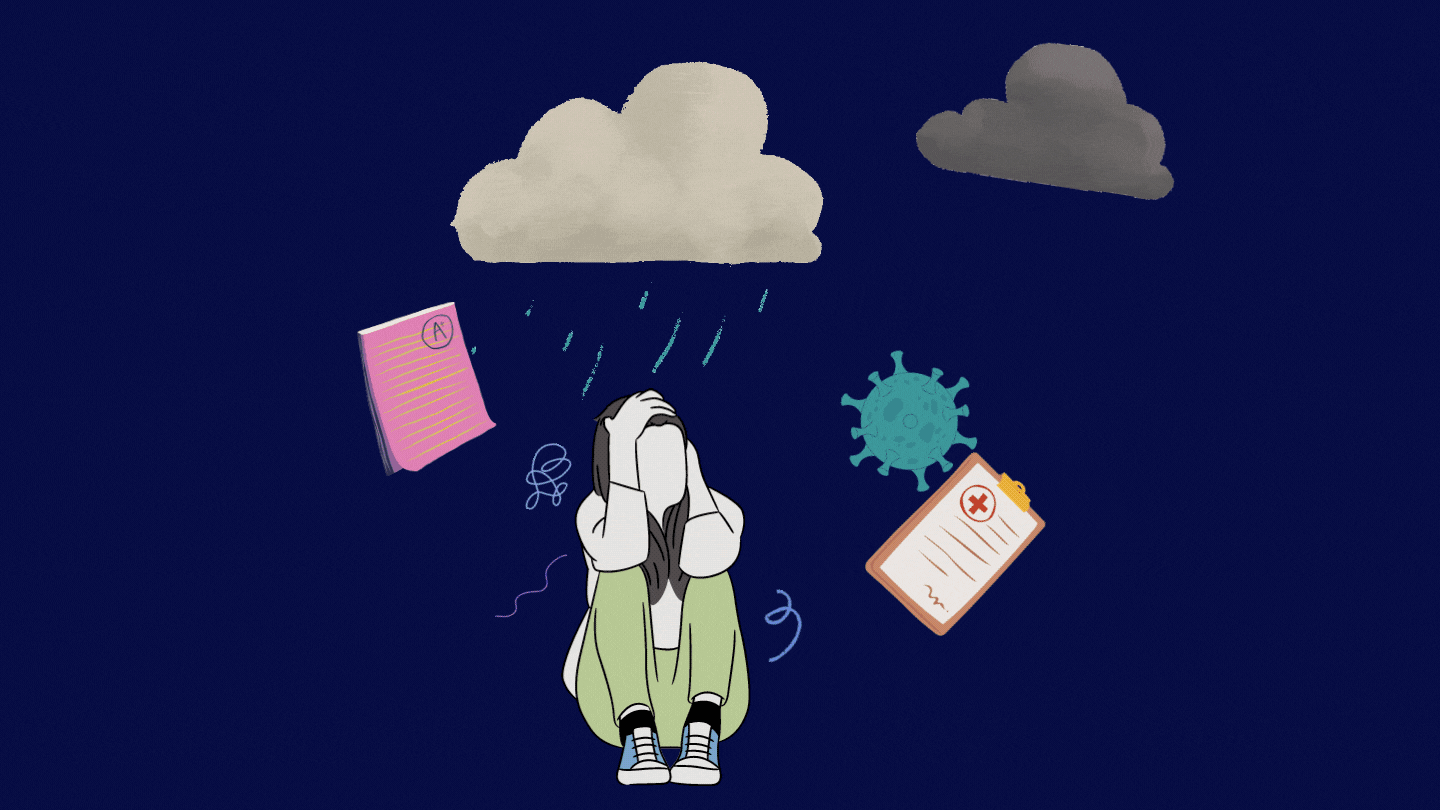 Managing homework, future plans, and social life can cause students to face mental health struggles. Not to mention a global pandemic, which has added to the college mental health crisis. Canva by Marek Corsello