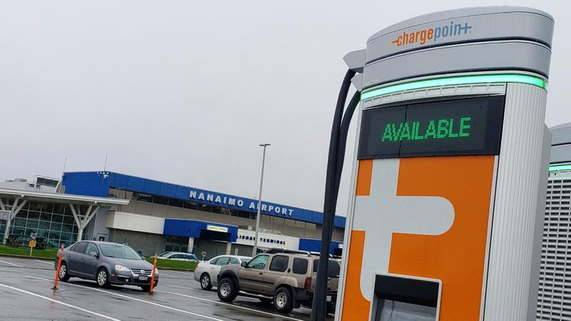 Free, fast-charge EV stations go green at Nanaimo Airport