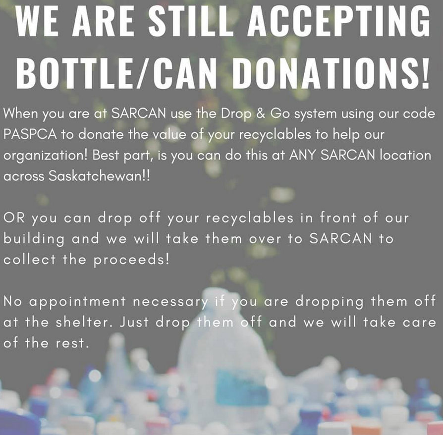 Donations of Bottles and Cans to Support SPCA paNOW