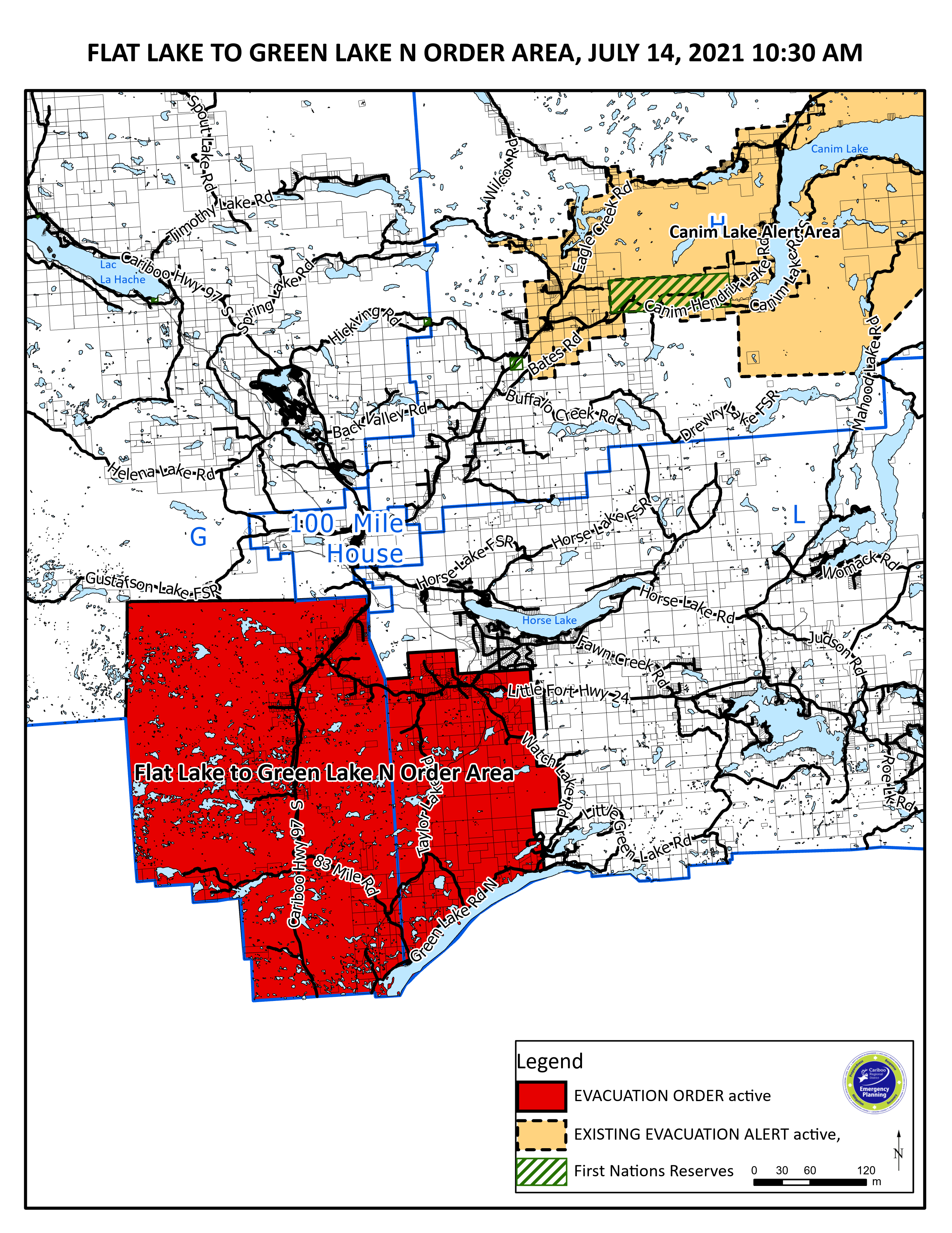 More than 1,500 properties evacuated in South Cariboo near Flat Lake