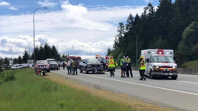 Cyclist hit & air-lifted to hospital after Hwy. 19 truck collision
