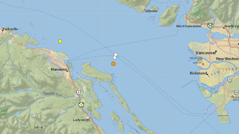 Minor earthquake detected off coast of Nanaimo