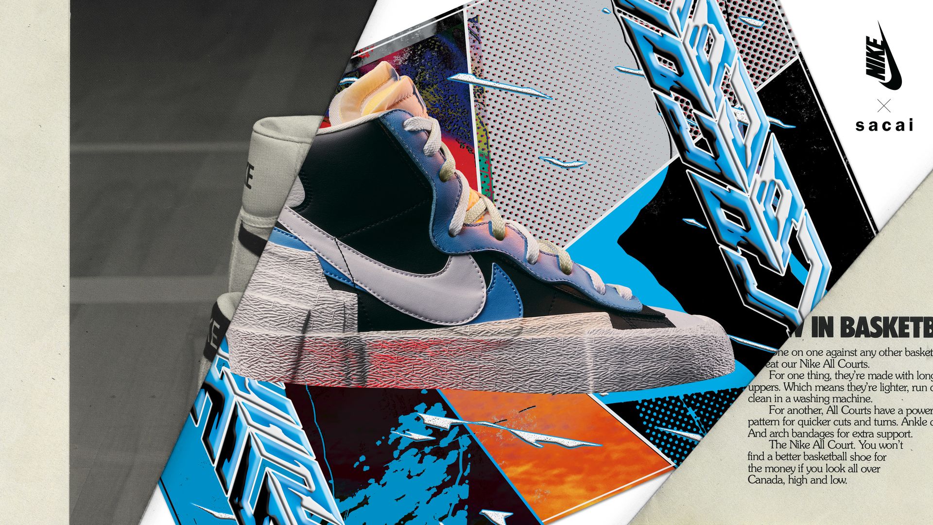 nike sacai blazer mid blue