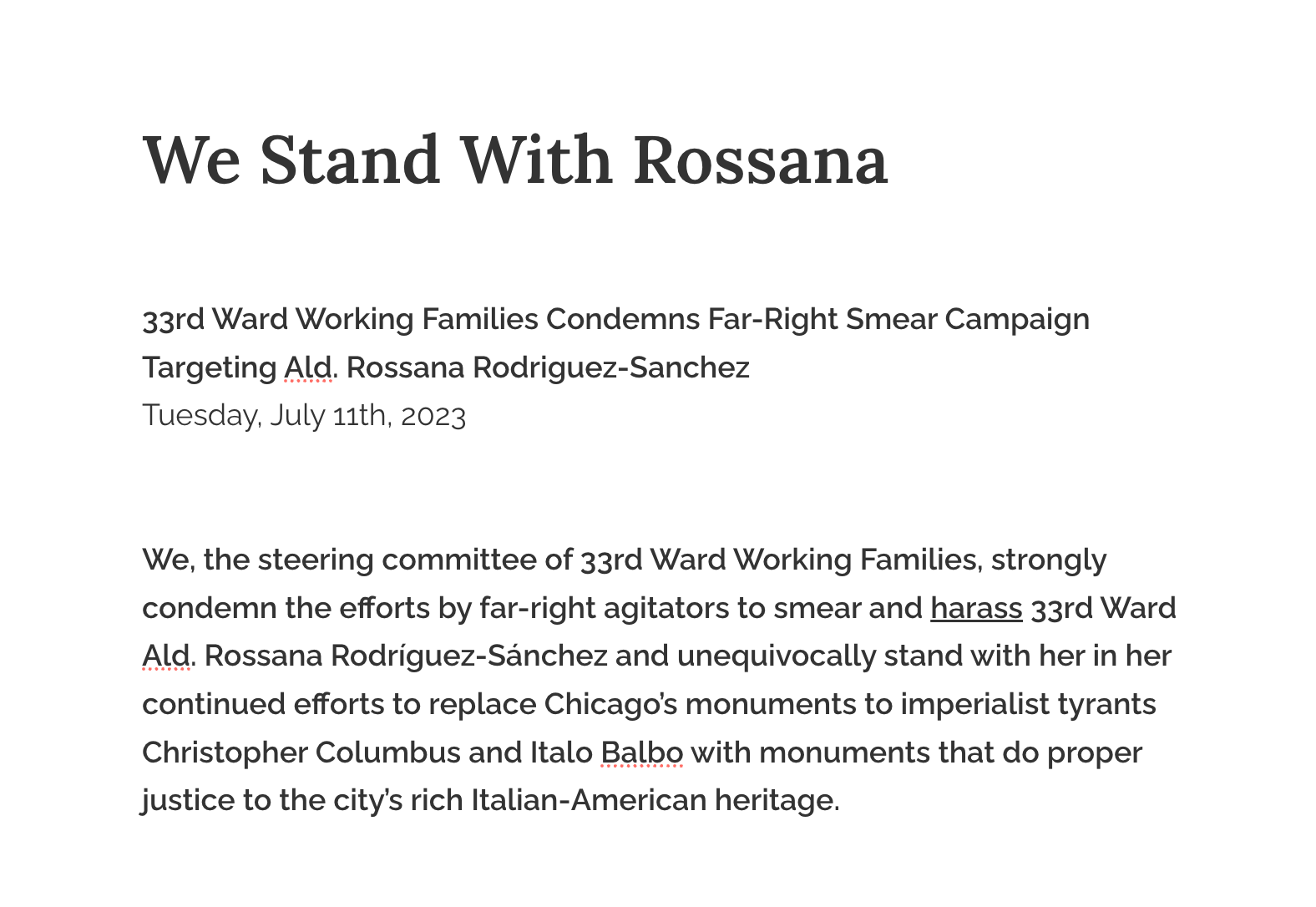 We Stand With Rossana