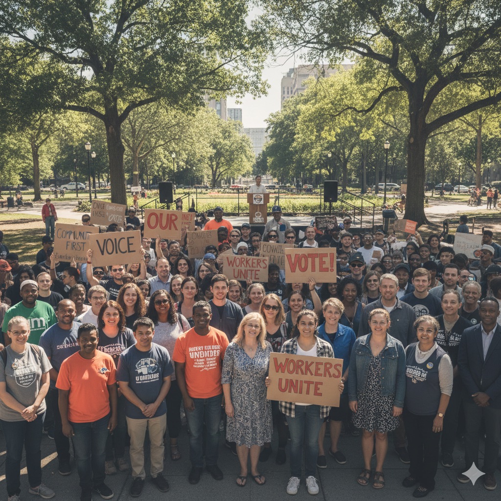 Campaign Kickoff with Diverse Supporters