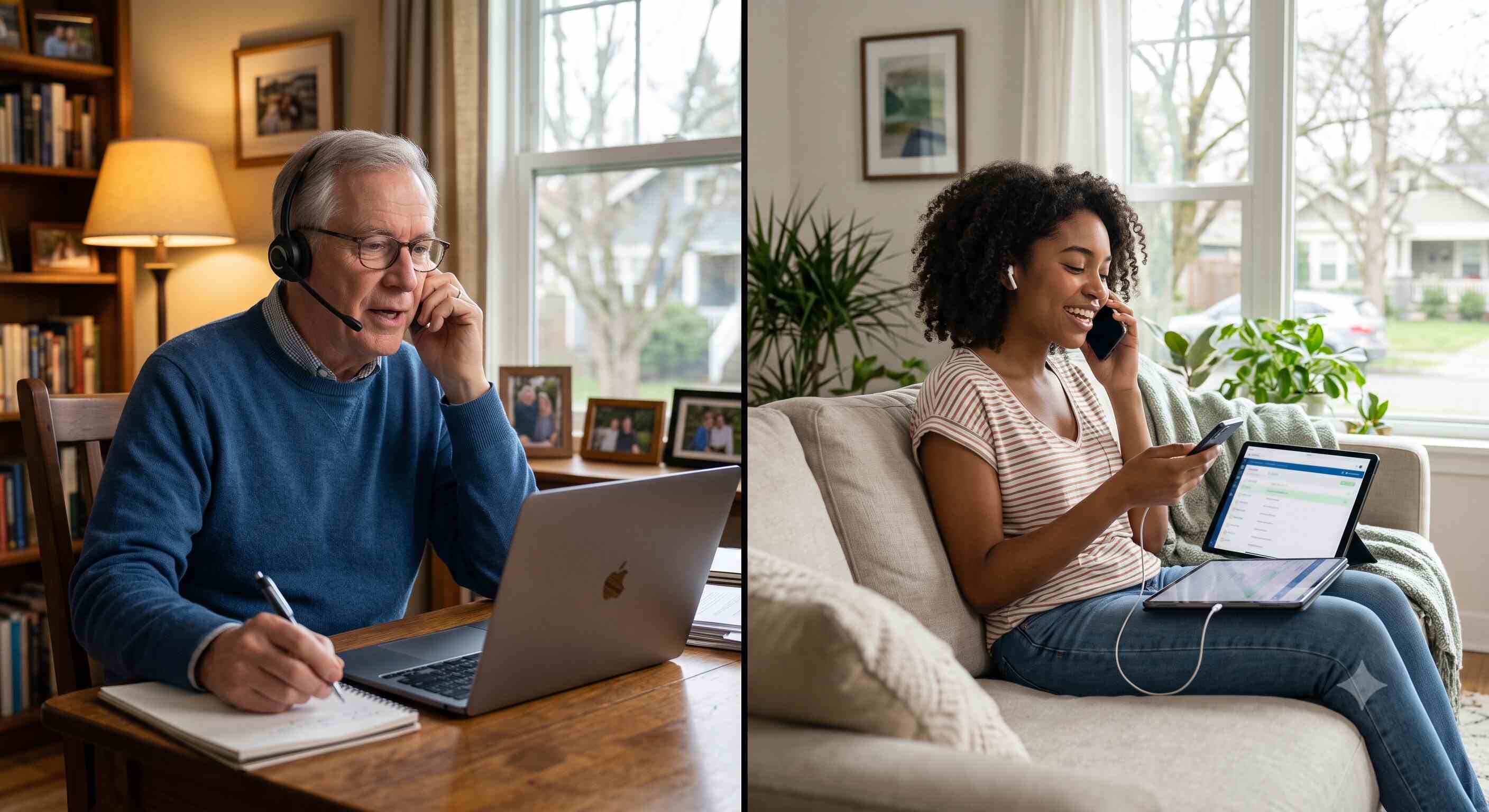 Distributed campaign volunteers making voter calls from different homes across the country