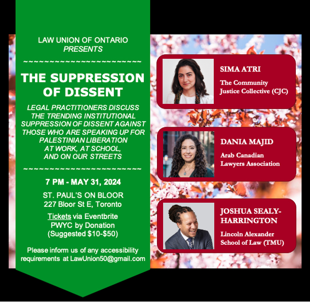 The Suppression of Dissent: Legal perspectives on the institutional suppression of Palestinian support
