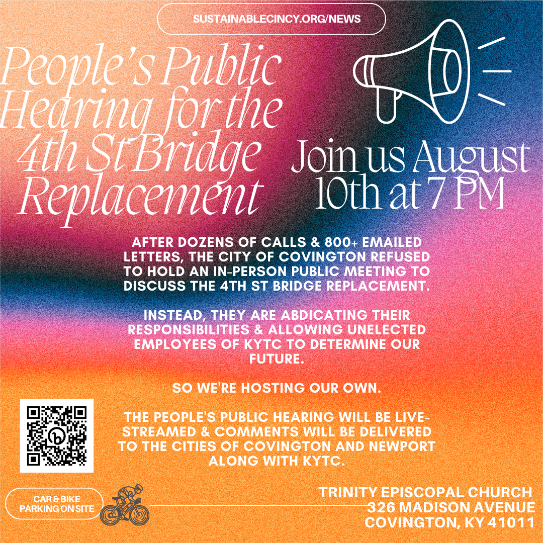 The People’s Public Hearing on the Replacement 4th St Bridge: August 10th at 7 PM