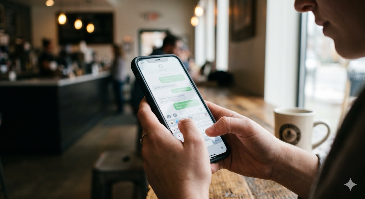 young volunteer texting on smartphone