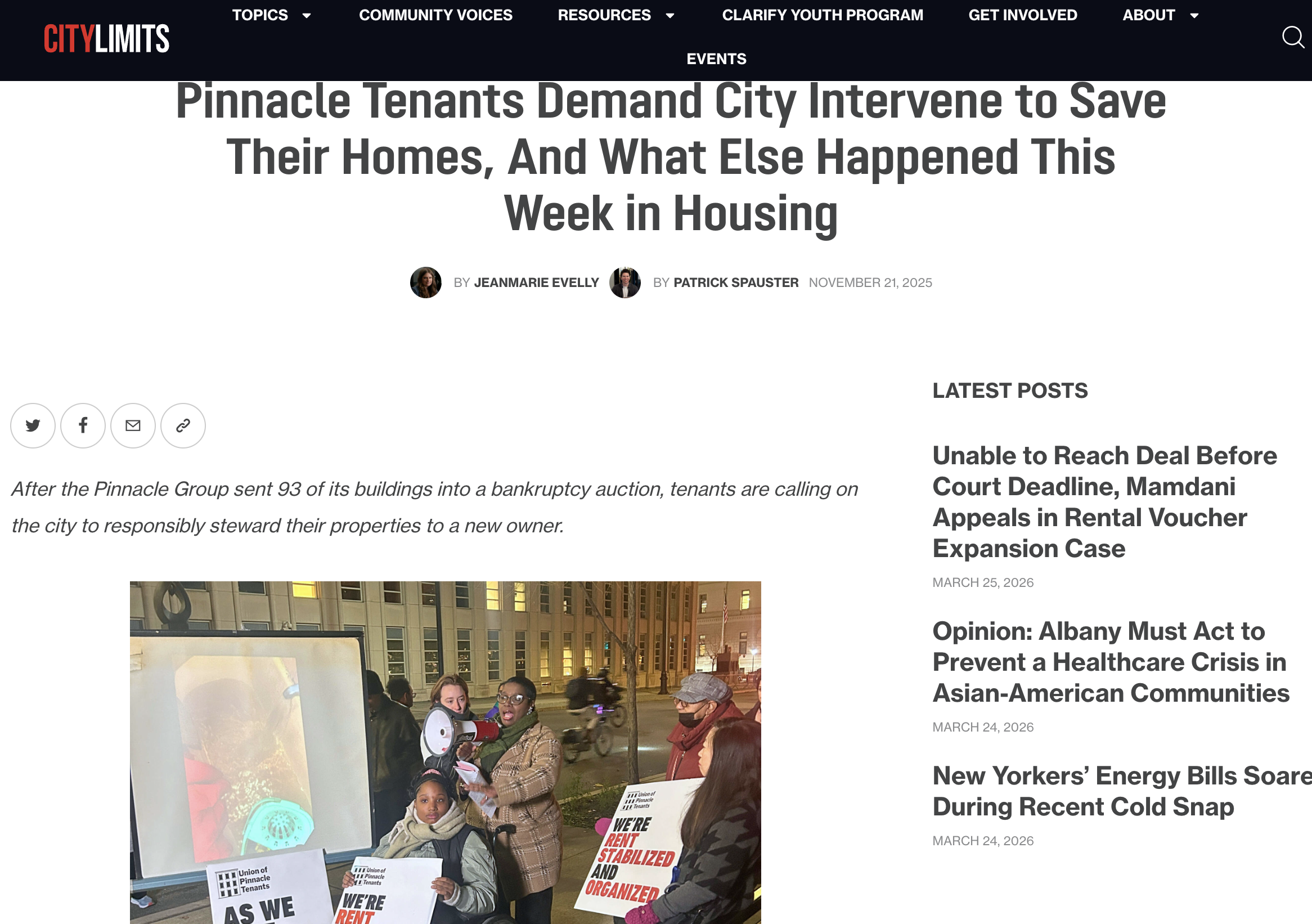 <p class="">Pinnacle Tenants Demand City Intervene to Save Their Homes</p>