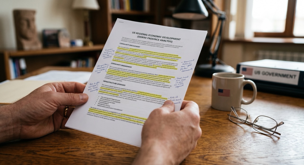 hands holding printed performance report