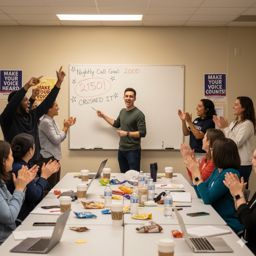 End-of-Night Celebration After Hitting Call Goals