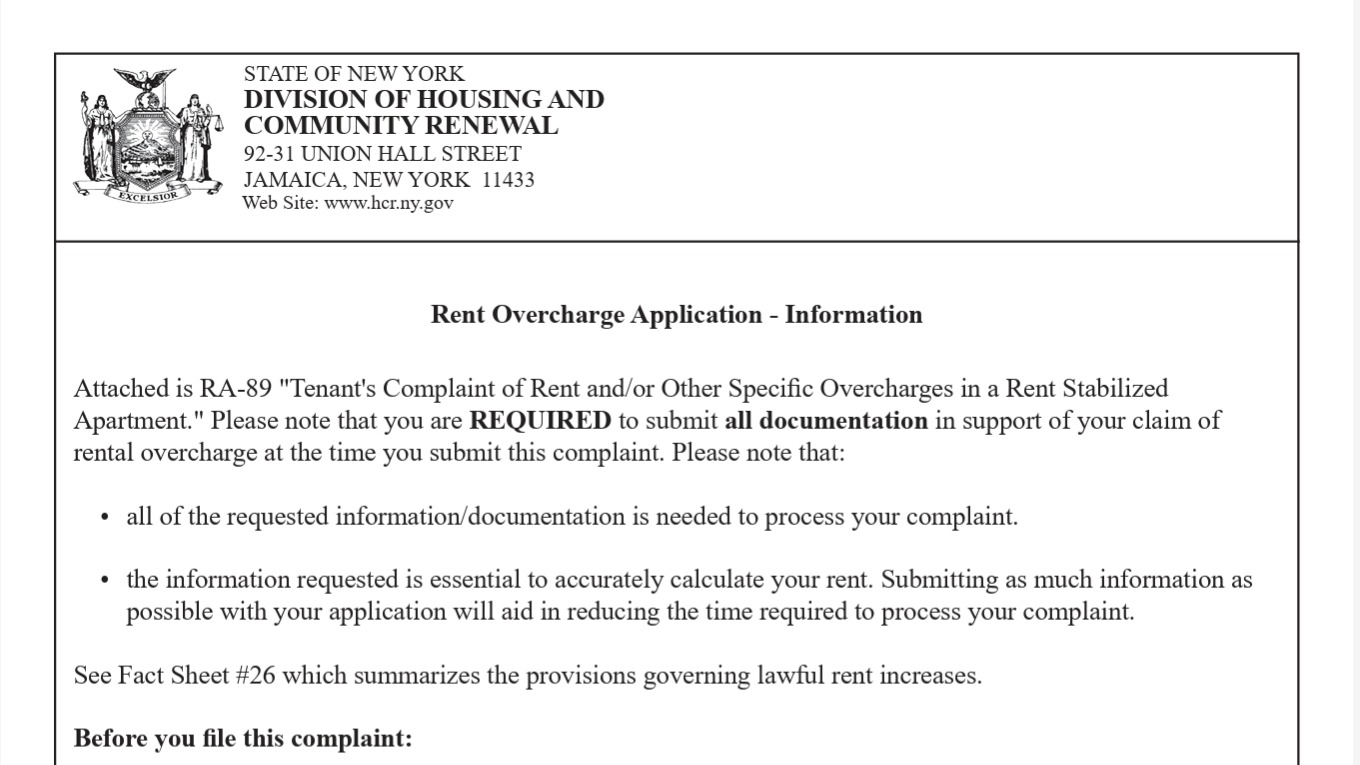 <p class=""><span style="color: var(--bg3)">DHCR Rent Overcharge Application</span></p>